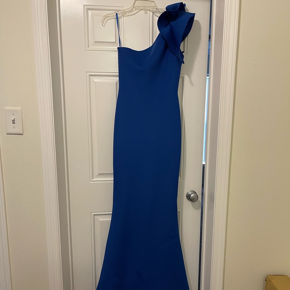 Blue One Shoulder Mermaid Jovani Gown 32602